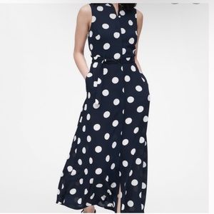 Banana Republic Navy White Polka Dot Dress w/ Belt
